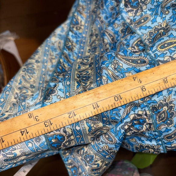 boho-style paisley print maxi dress V-neckline bell sleeves xl blue women - Picture 10 of 12